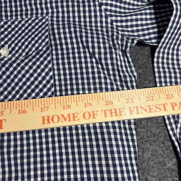 Turrau Mens Button Up Blue Gingham Shirt M India Made Vintage 100% Cotton - Picture 14 of 14